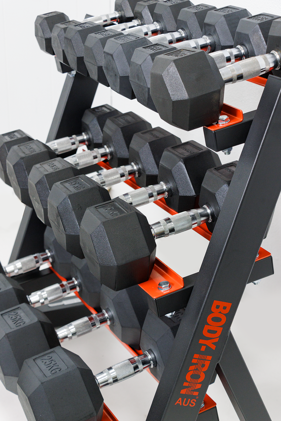 Body Iron 4KG-25KG Hex Dumbbells + Dumbbell Rack DSR500