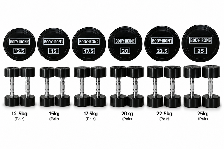 BodyIron® 225kg Commercial Club CPU Dumbbell Set – 12.5kg to 25kg