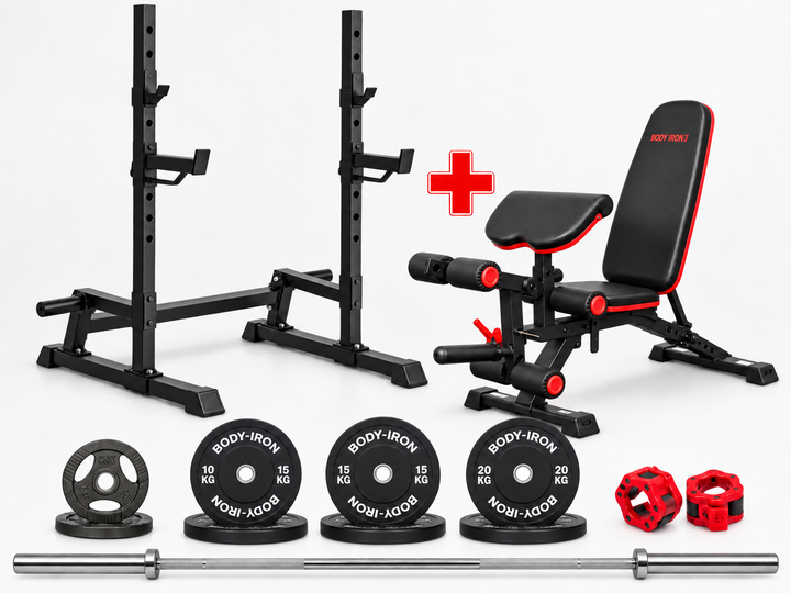 BodyIron® MPX100 Multi-Press Squat Rack & UB250 FID Bench Complete Weight Package