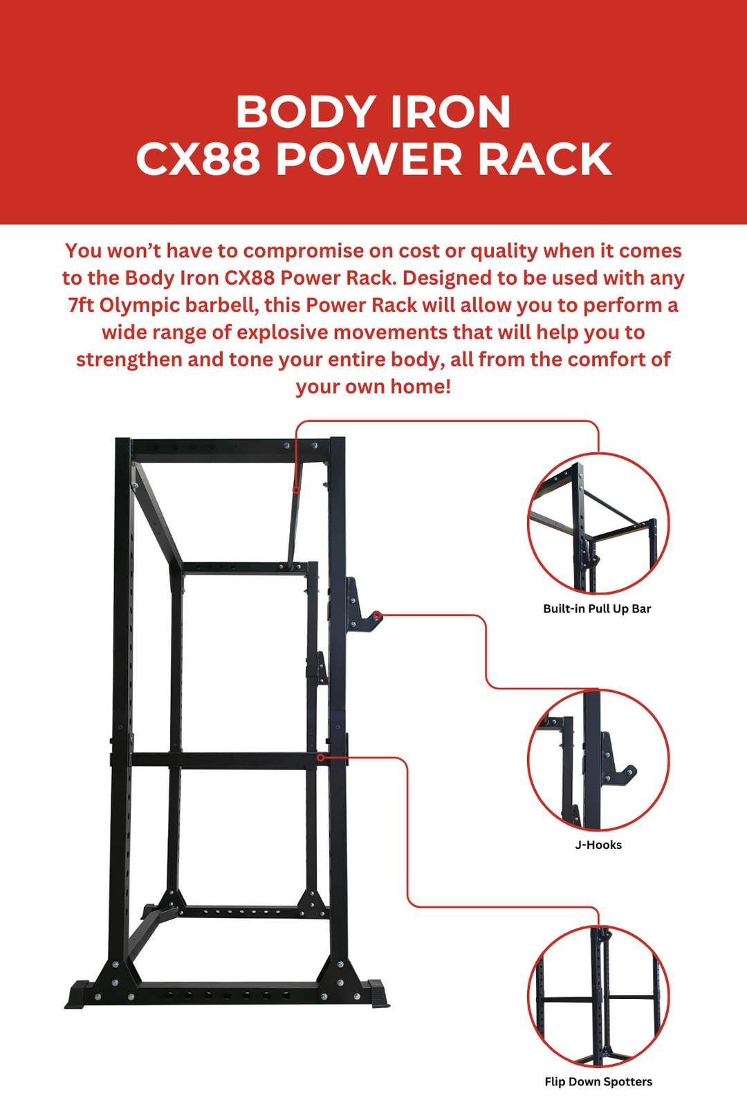 Body Iron CX88 Power Rack Elite Set + 120kg Olympic Barbell & Bumper Plate Set