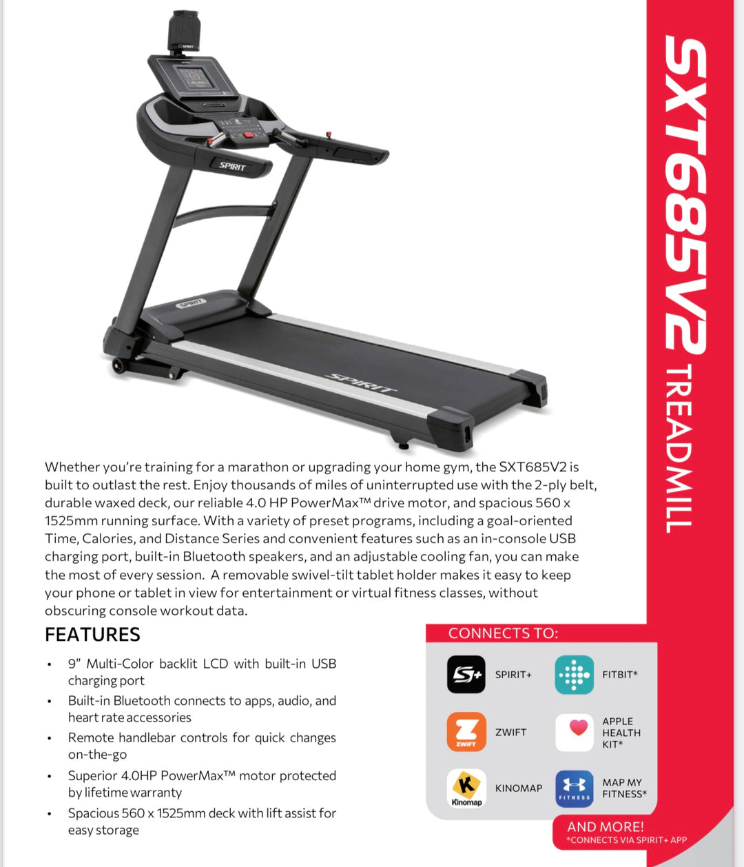 Spirit Light Commercial Treadmill XT685V2