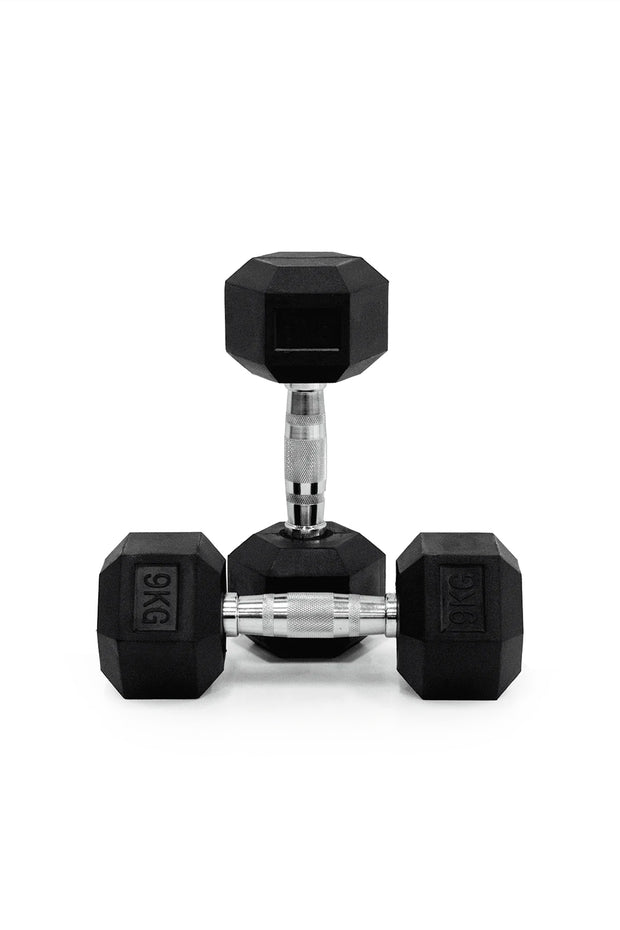 9 kg Body Iron Commercial Rubber Hex Dumbbell Pair