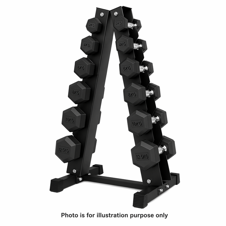 BodyIron® Vertical Hex Dumbbell Rack Set (2–12.5kg | 85kg Total)