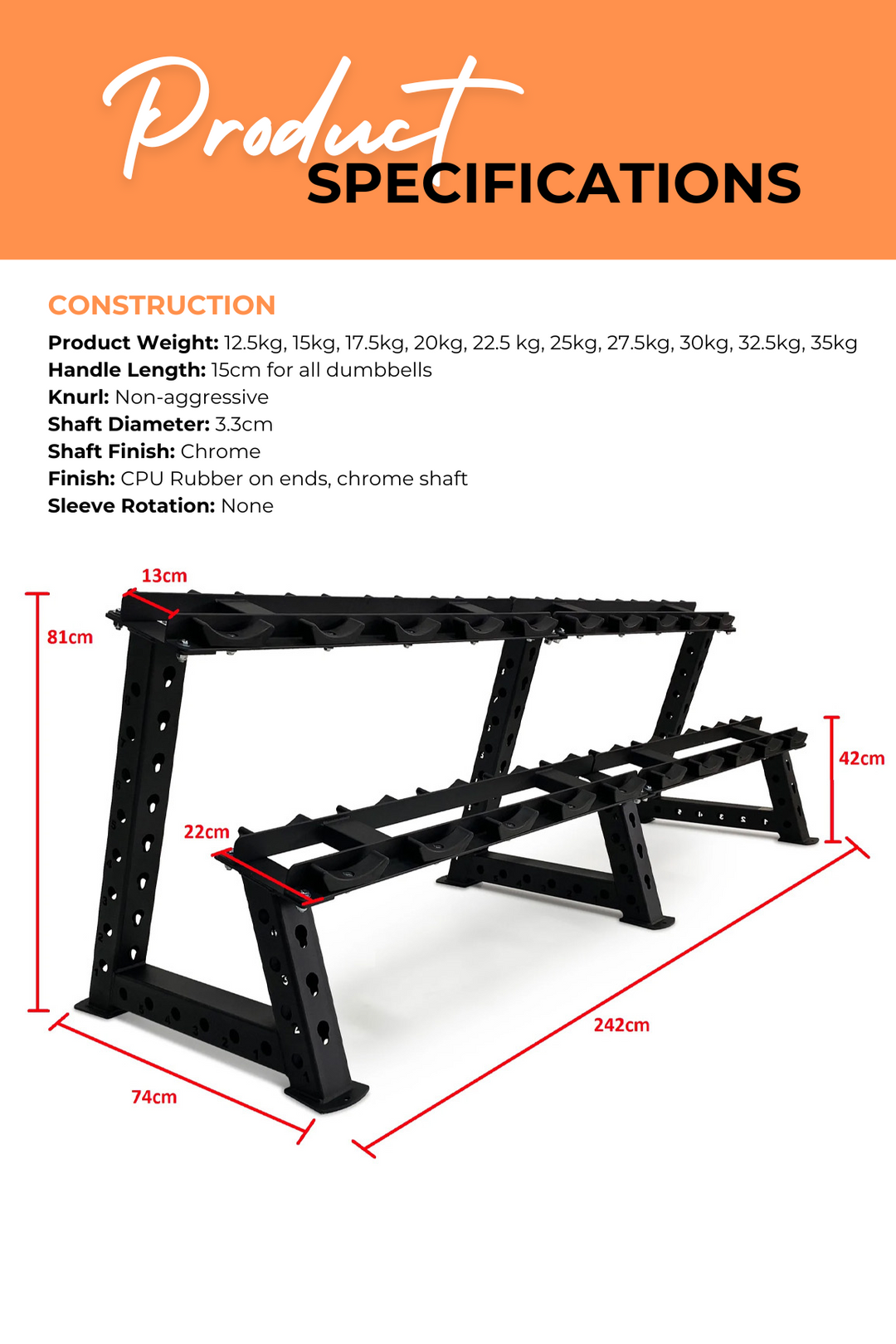 Body Iron 475kg Commercial Club CPU Dumbbell Set with Optional Rack