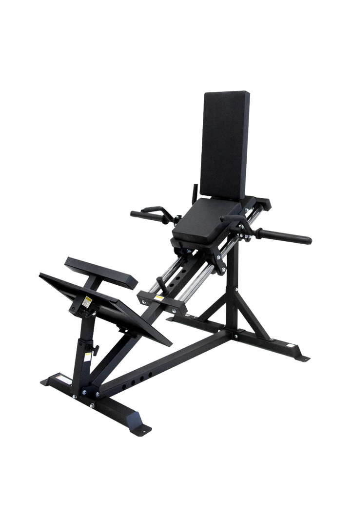 Black standing leg press and calf raise