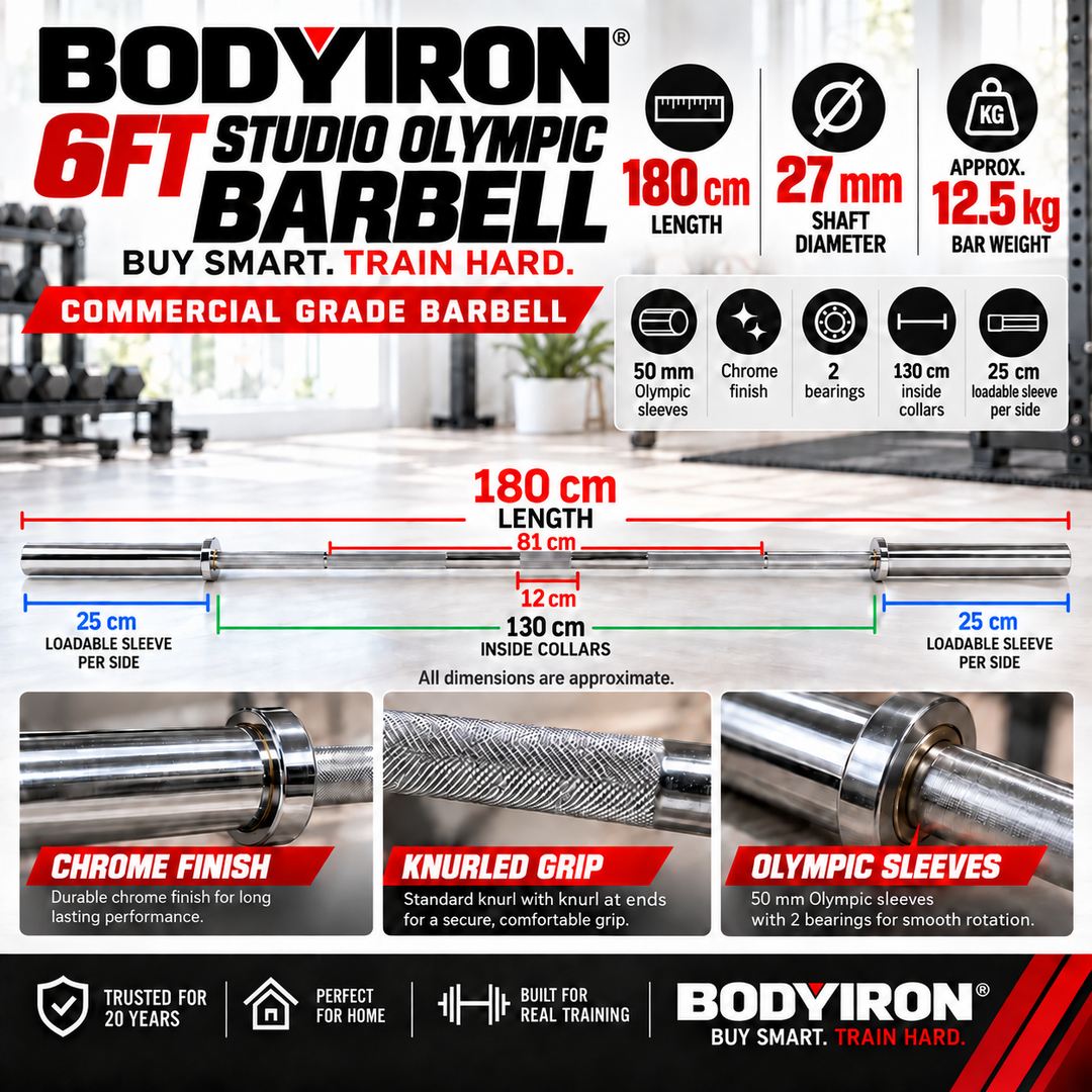 BodyIron® 6ft Studio Olympic Barbell