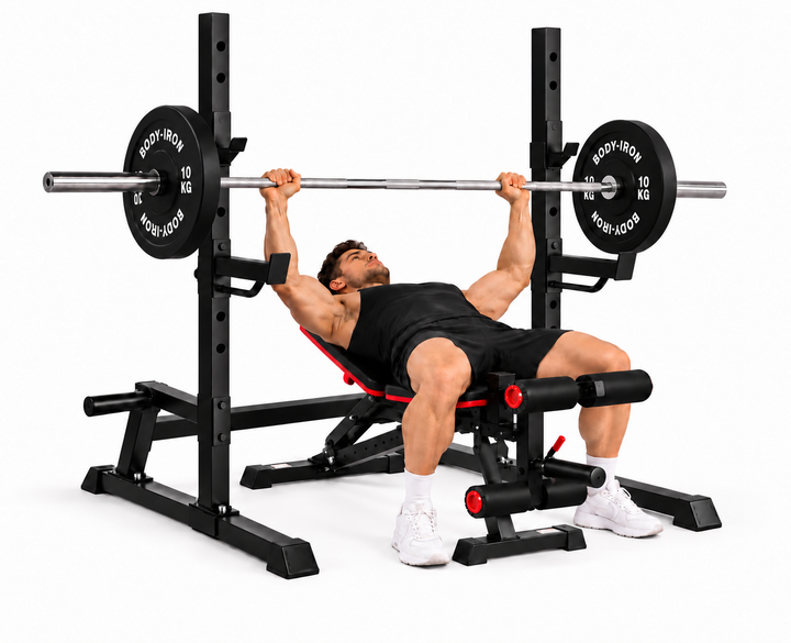 BodyIron® MPX100 Multi-Press Squat Rack & UB250 FID Bench Complete Weight Package