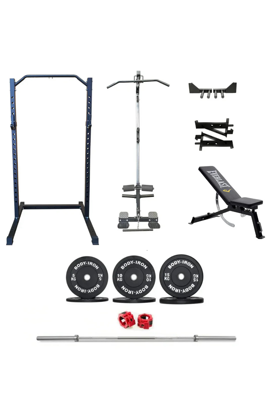 Body Iron CX22 Half Rack Elite Set + 80kg Olympic Barbell & Bumper Plate Set