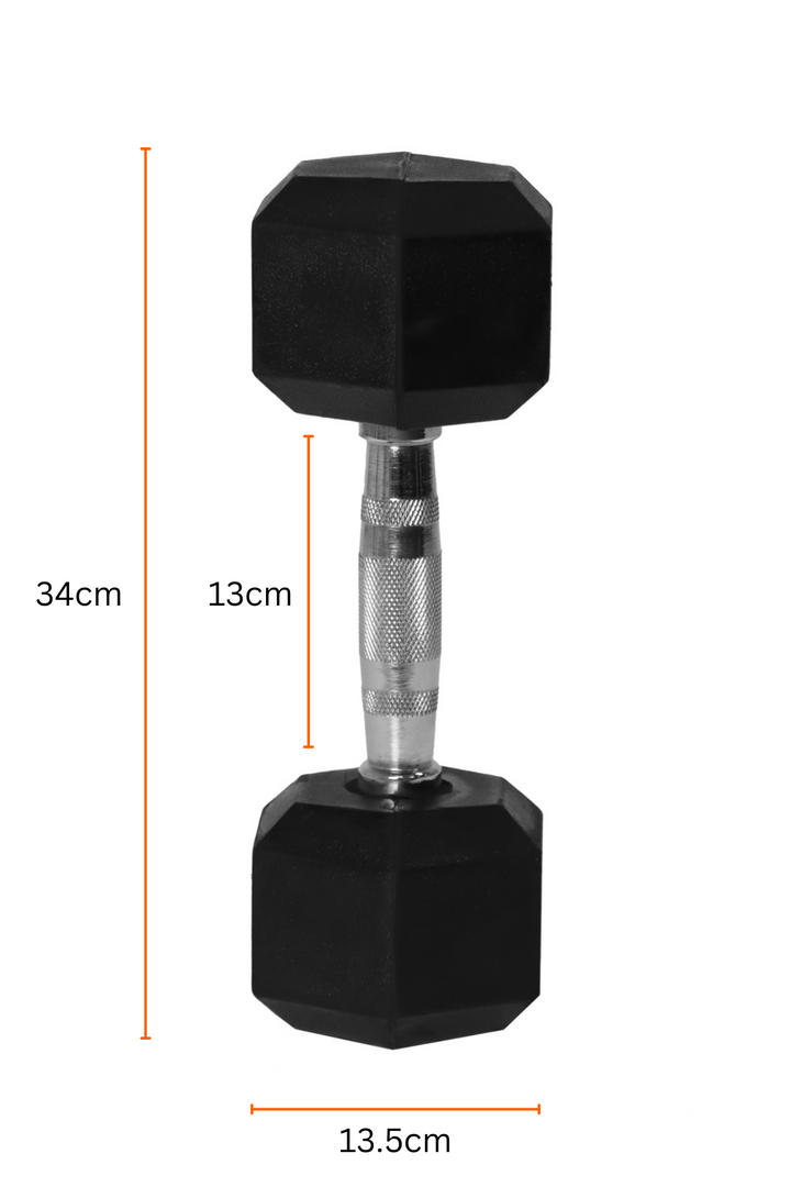 15kg Body Iron Commercial Rubber Hex Dumbbell Pair