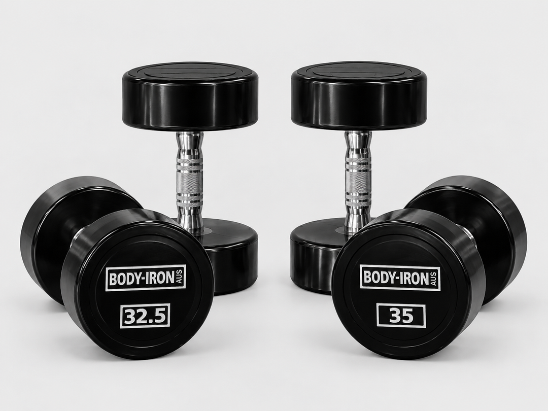 BodyIron® 135kg Commercial Club CPU Dumbbell Set – 32.5kg & 35kg Pairs