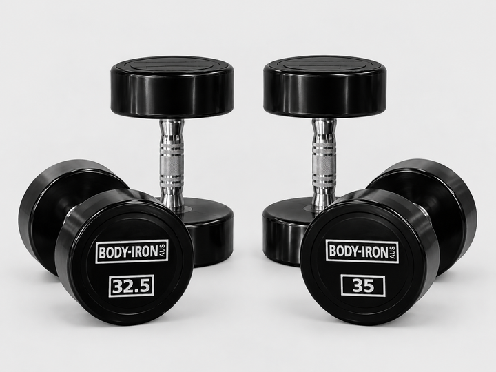 BodyIron® 135kg Commercial Club CPU Dumbbell Set – 32.5kg & 35kg Pairs