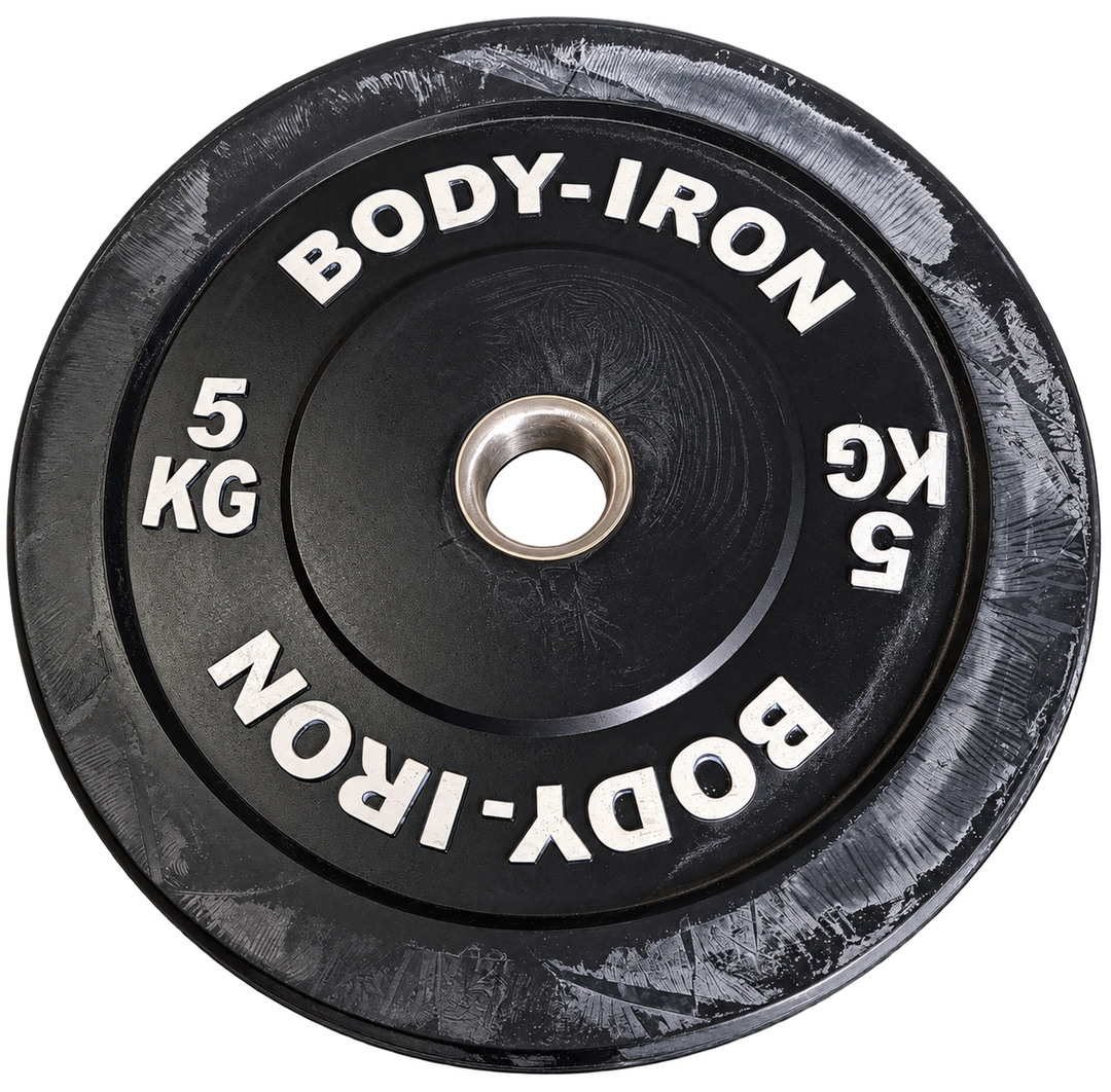 BodyIron® 5kg Pro Bumper Plate Black Pair – New with Cosmetic Marks