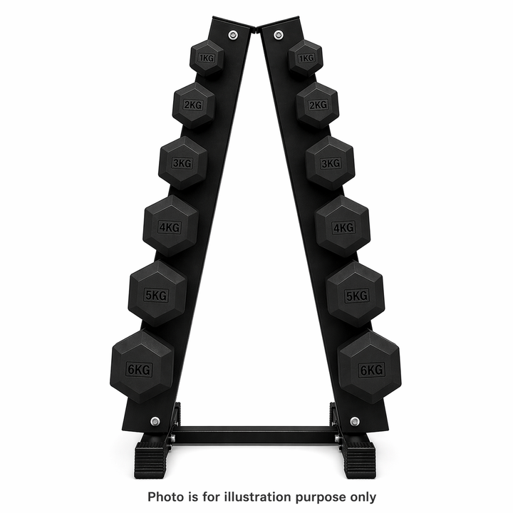 BodyIron® Vertical Hex Dumbbell Rack Set (1–6kg | 42kg Total)
