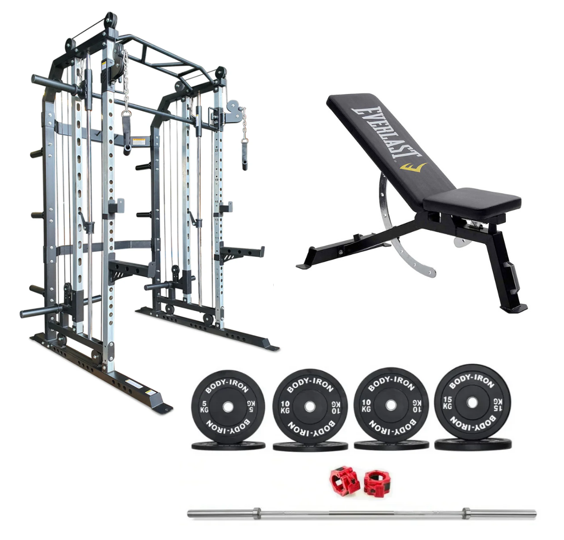 FTG30 Functional Trainer + Bench + Barbell Set – World Fitness