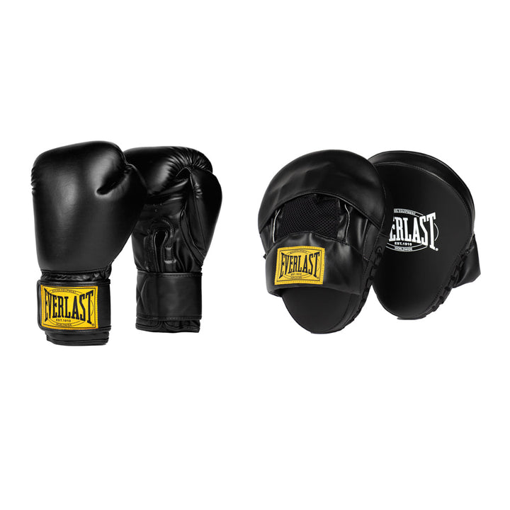 Everlast 1910 Boxing Gloves and Focus Mitts Combo