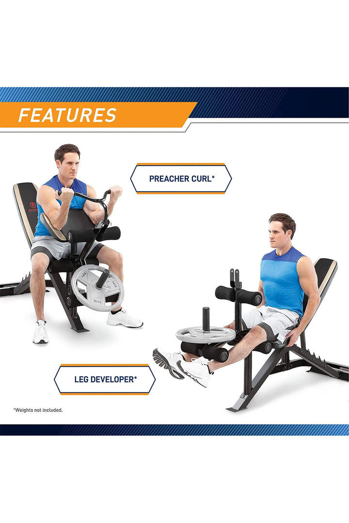 exercise demonstration of preacher curl and leg developer