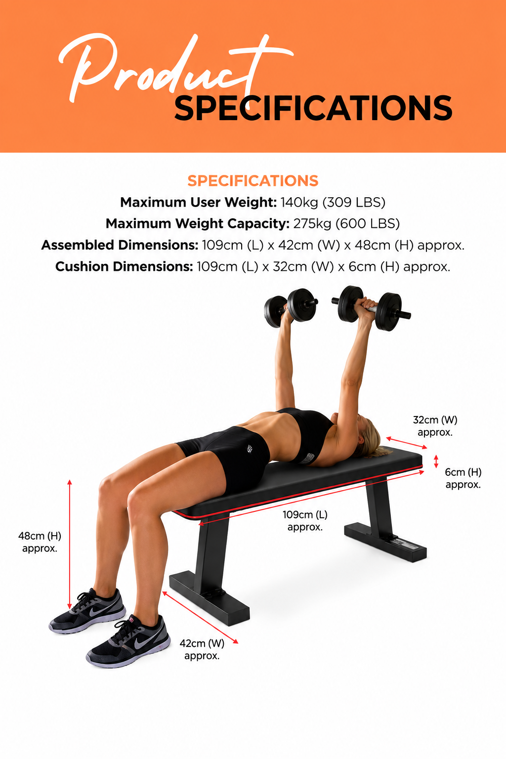 Marcy Flat Bench MSB-10510 Specs