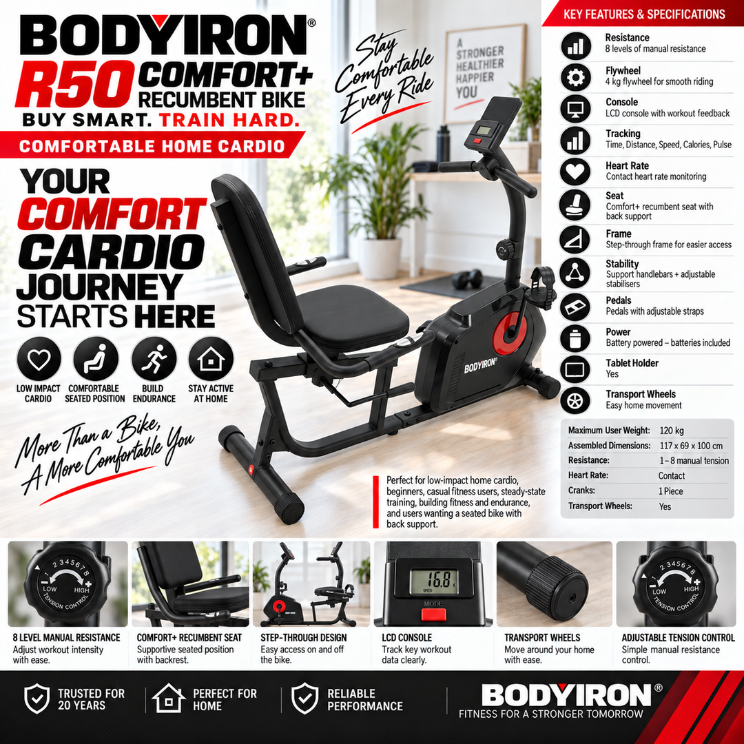 BodyIron R50 Comfort+ Recumbent Bike