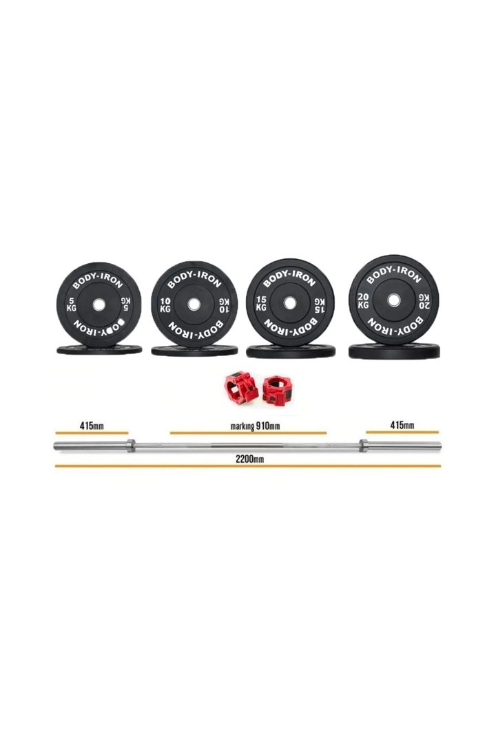 120kg Olympic Barbell & Bumper Plate Set