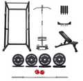 BodyIron® CX44 Compact Power Rack Elite Set + 120kg Olympic Barbell & Bumper Plate Set