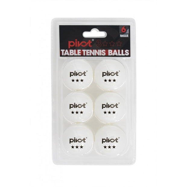 PIVOT Table Tennis balls 3 STAR 6 PACK BALLS - WHITE