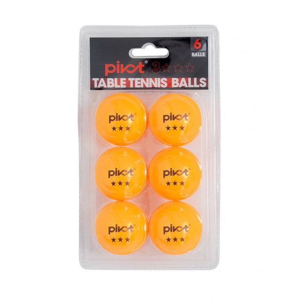 PIVOT Table Tennis balls 3 STAR 6 PACK BALLS - ORANGE