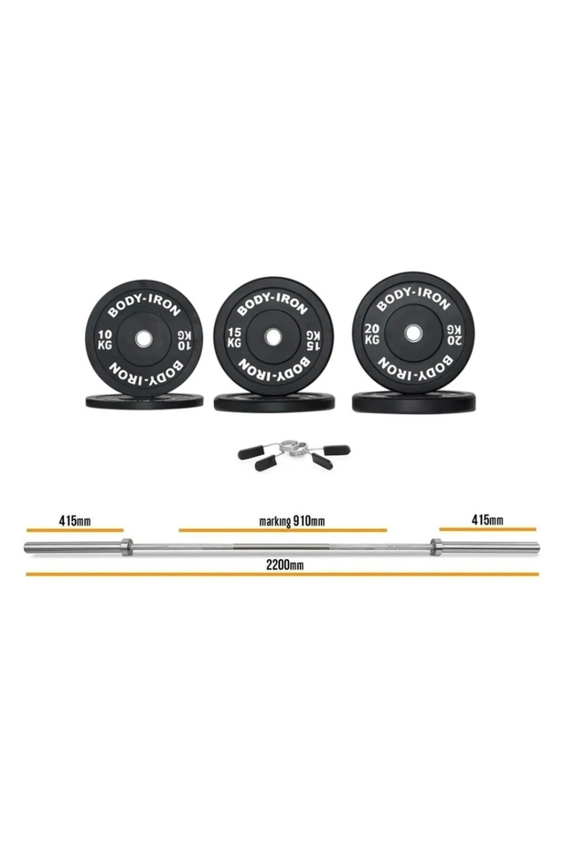 110kg Olympic Barbell & Bumper Plate Set