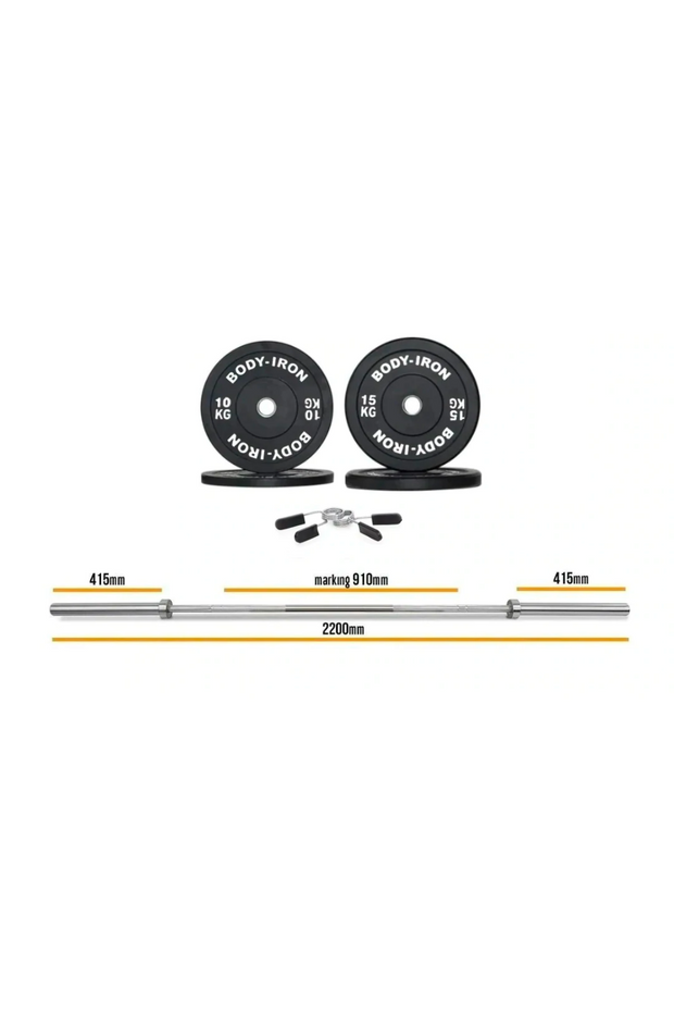 70kg Olympic Barbell & Bumper Plate Set