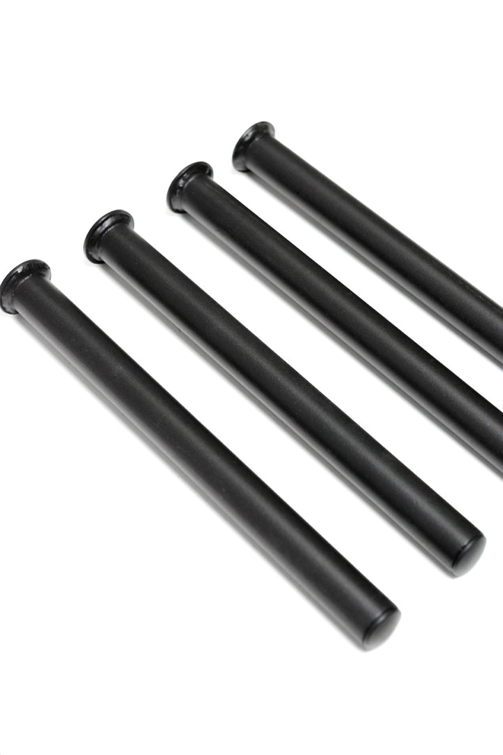 Four black steel resistance band pegs