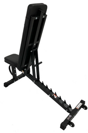 Ladder catch system on black adjustable weight bench