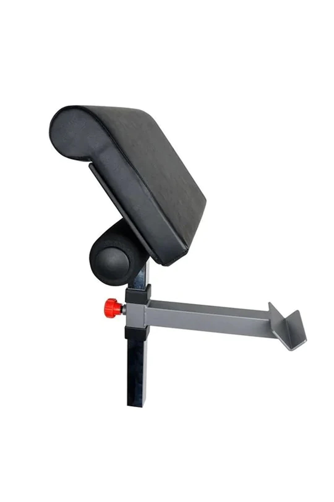 Black vinyl preacher pad attachment with red adjustment dial