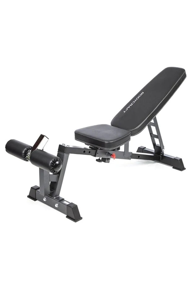 Adjustable weight bench with foot pads