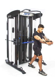Man doing cable chest flies on functional trainer