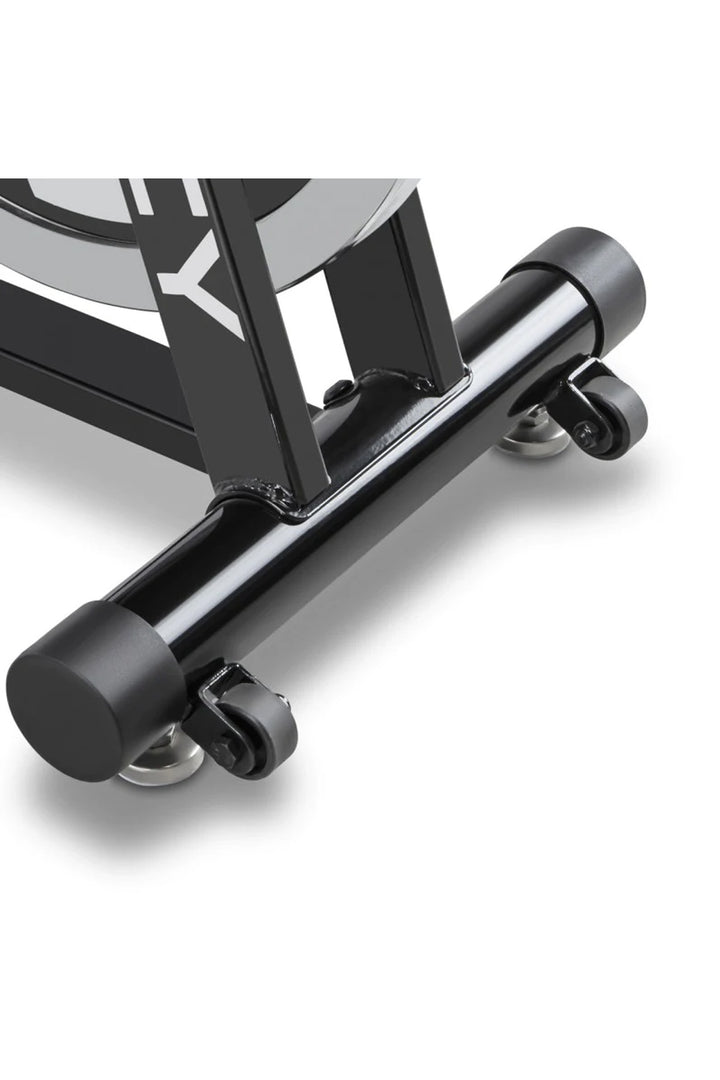 Close up of wheels on Marcy spin bike