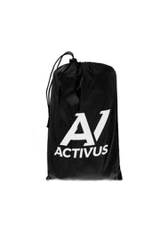 Black draw string bag to put power bands in with Activus logo