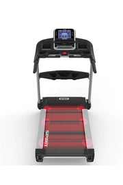 Running deck of treadmill highlighted in red