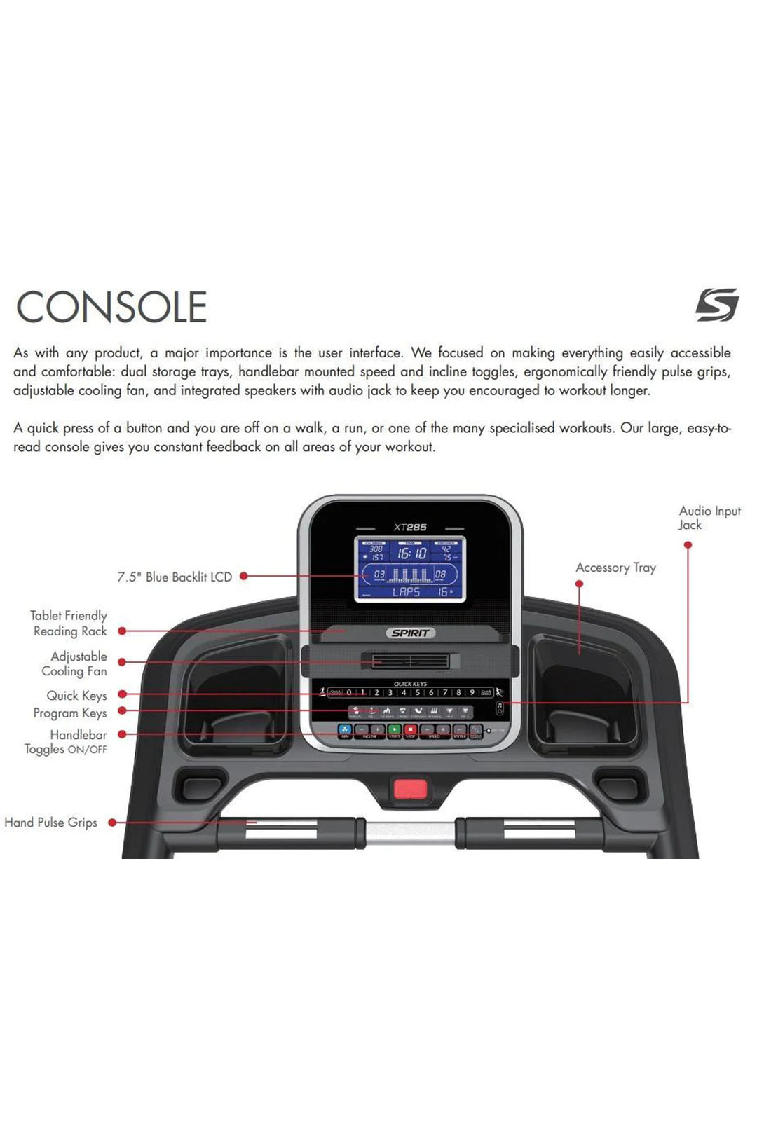 Spirit Treadmill SXT285 – World Fitness