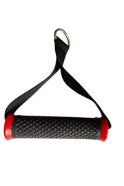 Black and red single handle cable attachment with textured handle